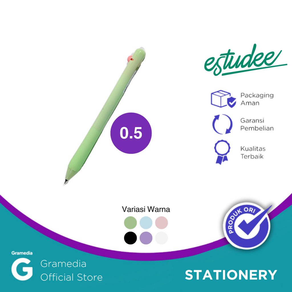 

Gelpen Estudee Maru 0.5 Black Ink - Green Egp-435