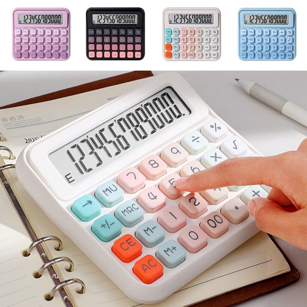 

Cute 12 Digits Calculator Candy Color Portable Desktop Calculator Anti-slip Pad Prevent Slipping Student Calculator