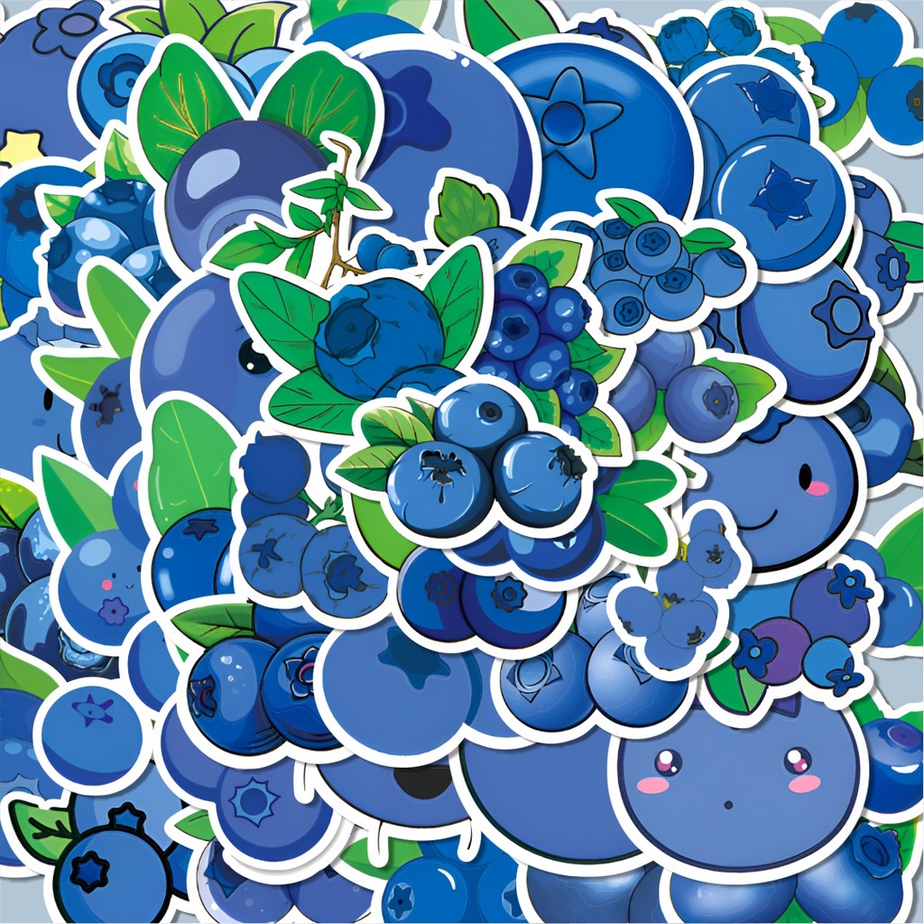 

100PCS Lucu Stiker Cute Blueberry Stiker Aesthetic Stiker Anti Air Stikers Berperekat Waterproof sticker decal buat Motor Helm Buku Journal Koper Casing HP Laptop Botol Minum Hadiah anak
