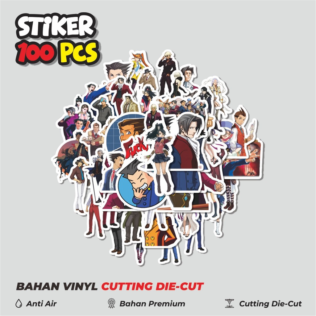 

Terbaru! 50 pcs Stiker Video Game Series Ace Attorney Character Mix Dekorasi Lucu Kreatif untuk Notebook, Skateboard, HP