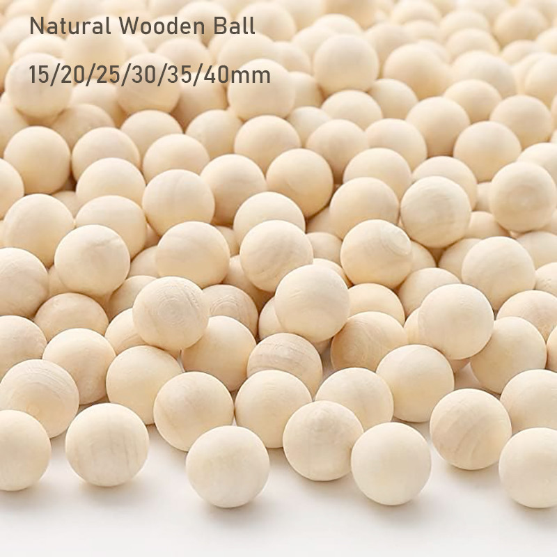 

15/20/25/30/35/40mm Natural Wooden Ball Round Spacer Wood Beads for Jewelry making bracelet Crafts DIY Findings No Hole