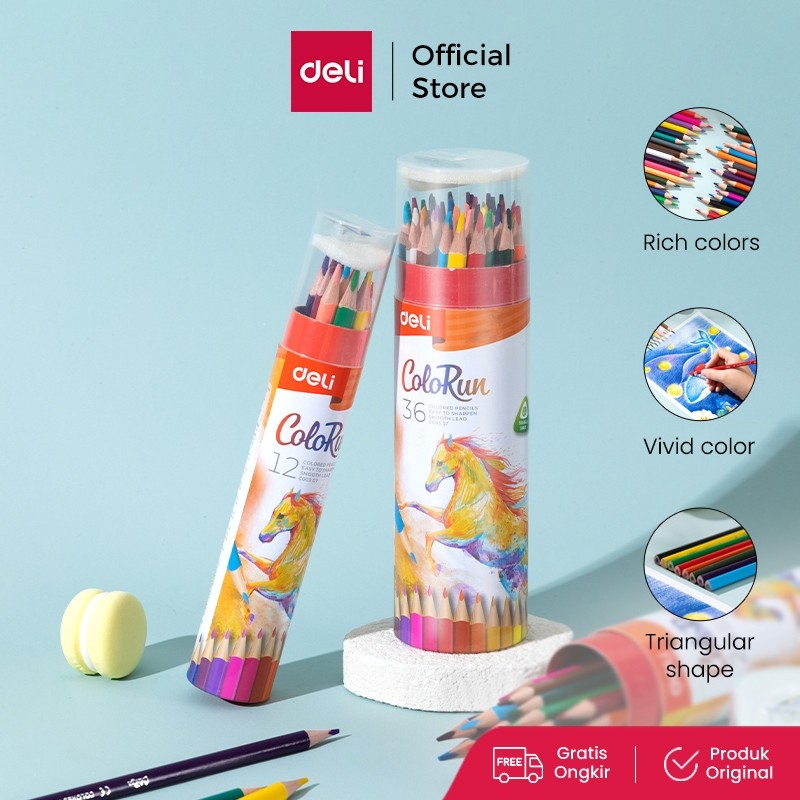 

Deli Pensil Warna 12/24/36 Warna dengan Bonus Rautan Pensil pada box EC00307