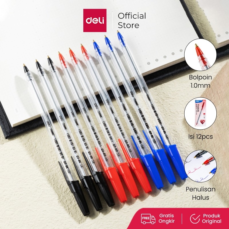 

Deli Ballpoint Pen / Pulpen Bolpoin 1.0 mm Penulisan Halus EQ3 1 PCS