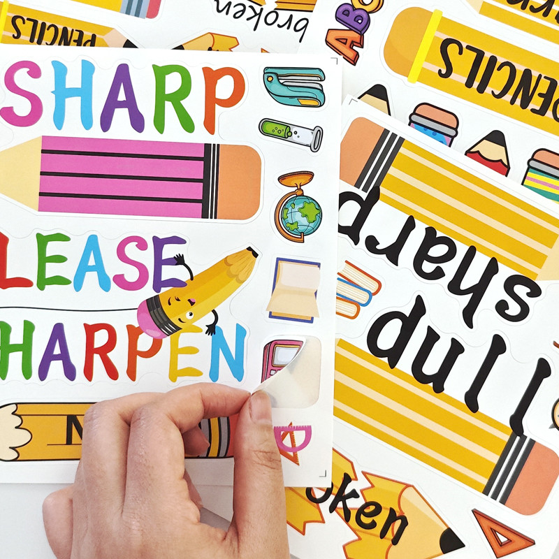 

4 Sheets/pack Cute Kawaii Stationery Pencil Sticker Color DIY Laptop Scrapbook Sticker School Classrooms Classification Stickers