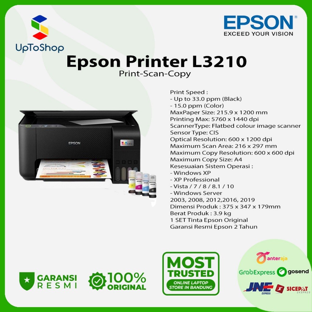 Printer Epson L3210 Print Scan Copy + Tinta Original