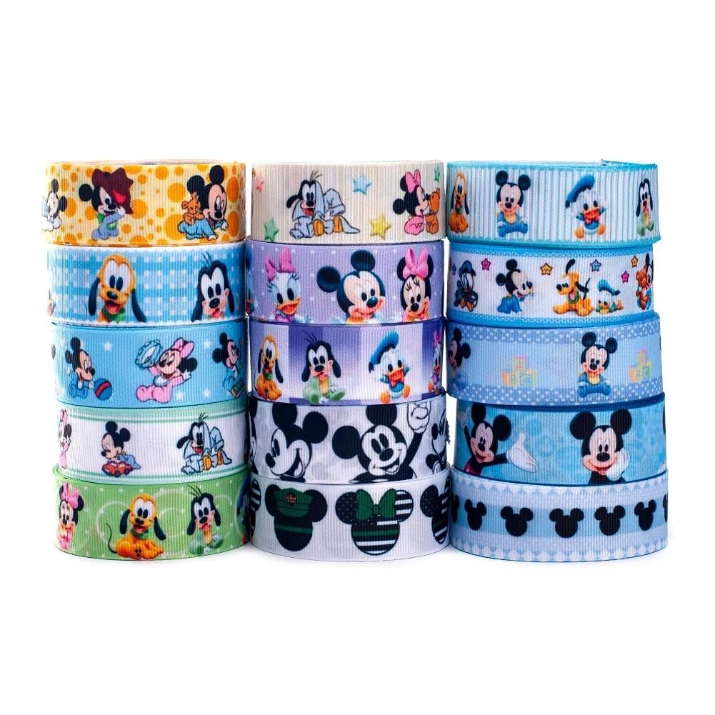 

Character Mickey Mixed 22mm/25mm Random Disney Minnie Cartoon Printed Grosgrain Ribbon,1 Yard of Each Design