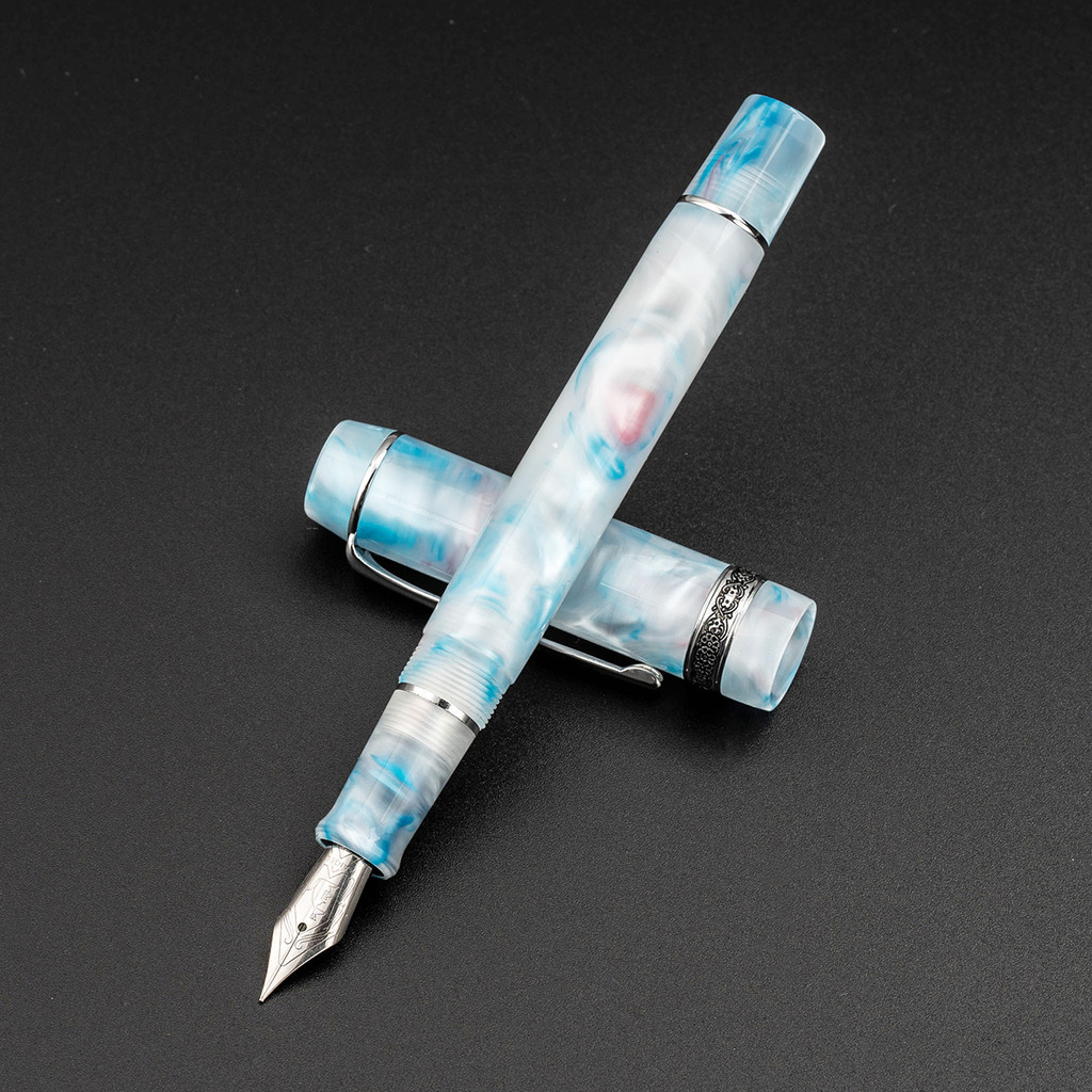 

Kaigelu 316A Acrylic Fountain Pen Beautiful Blue White Iridium EF/F/M Nib Pen Writing Office Business Ink Pen