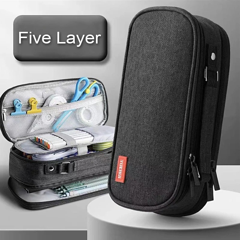 

Pen Storage Bag Pencil Case 5 Layer Large Capacity Cosmetic High Quality Study Supplies Simple Student Stationary Boxes