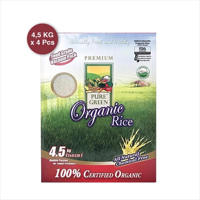 

PAKET 4 - PureGreen Organic Rice Beras Organik Pulen Wangi 4.5 kg x 4 pcs