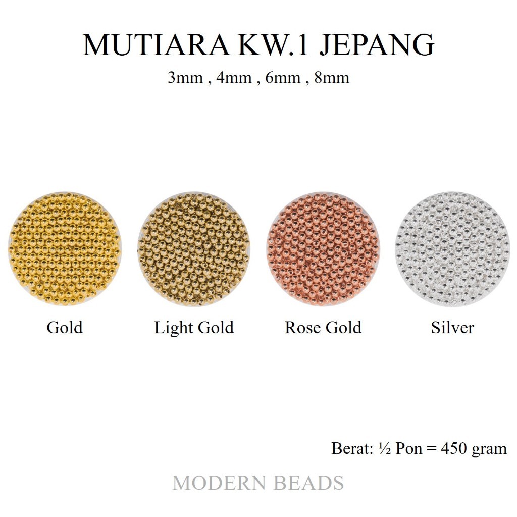 [1/2 PON] Mutiara Jepang / Payet Mote Jepang Kw 1 / Kw A / Grade A Variasi Ukuran 3mm 4mm 6mm 8mm Wa