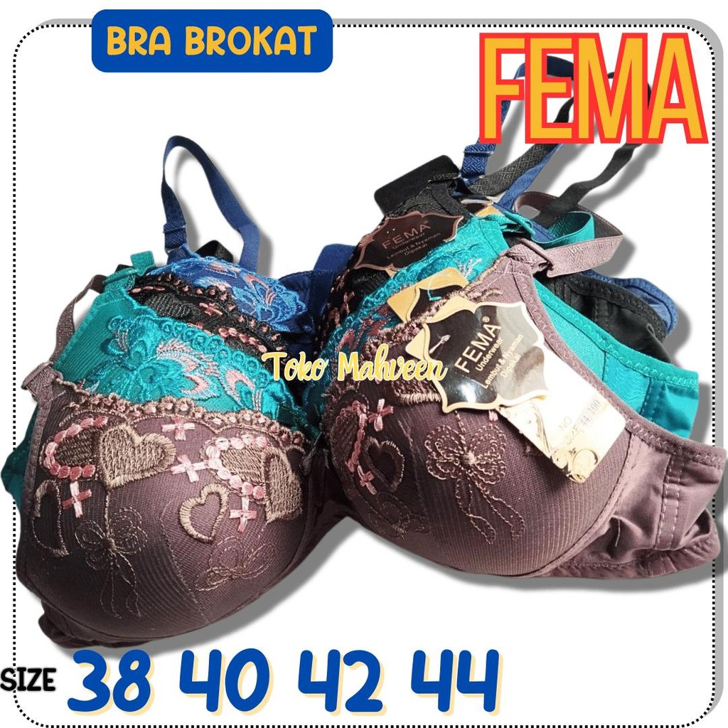 BRA WANITA RENDA BROKAT BH TANPA KAWAT BUSA TIPIS UKURAN 38 40 42 44 BROKAT FEMA
