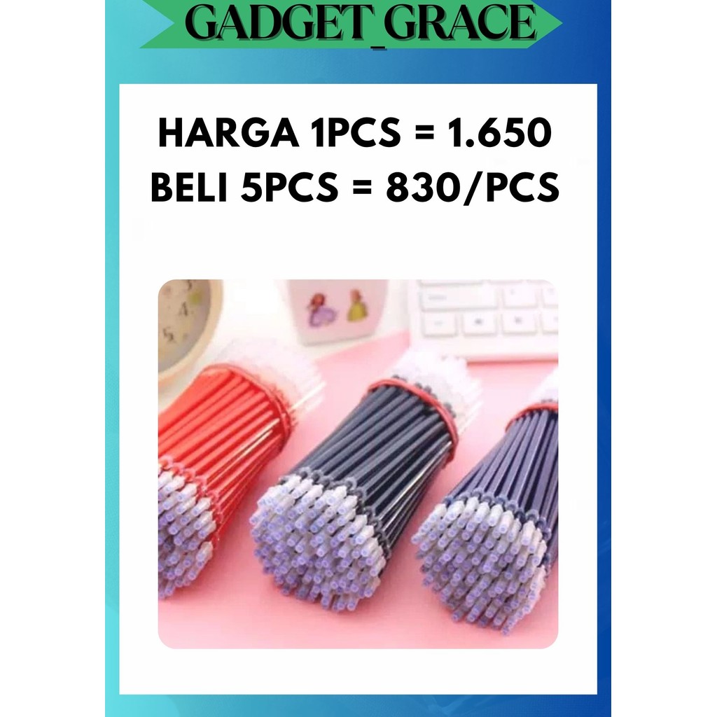 

GG REFILL TINTA PENA GEL PULPEN BOLPOIN PEN CAIR 0.5 MM HITAM / BIRU / MERAH