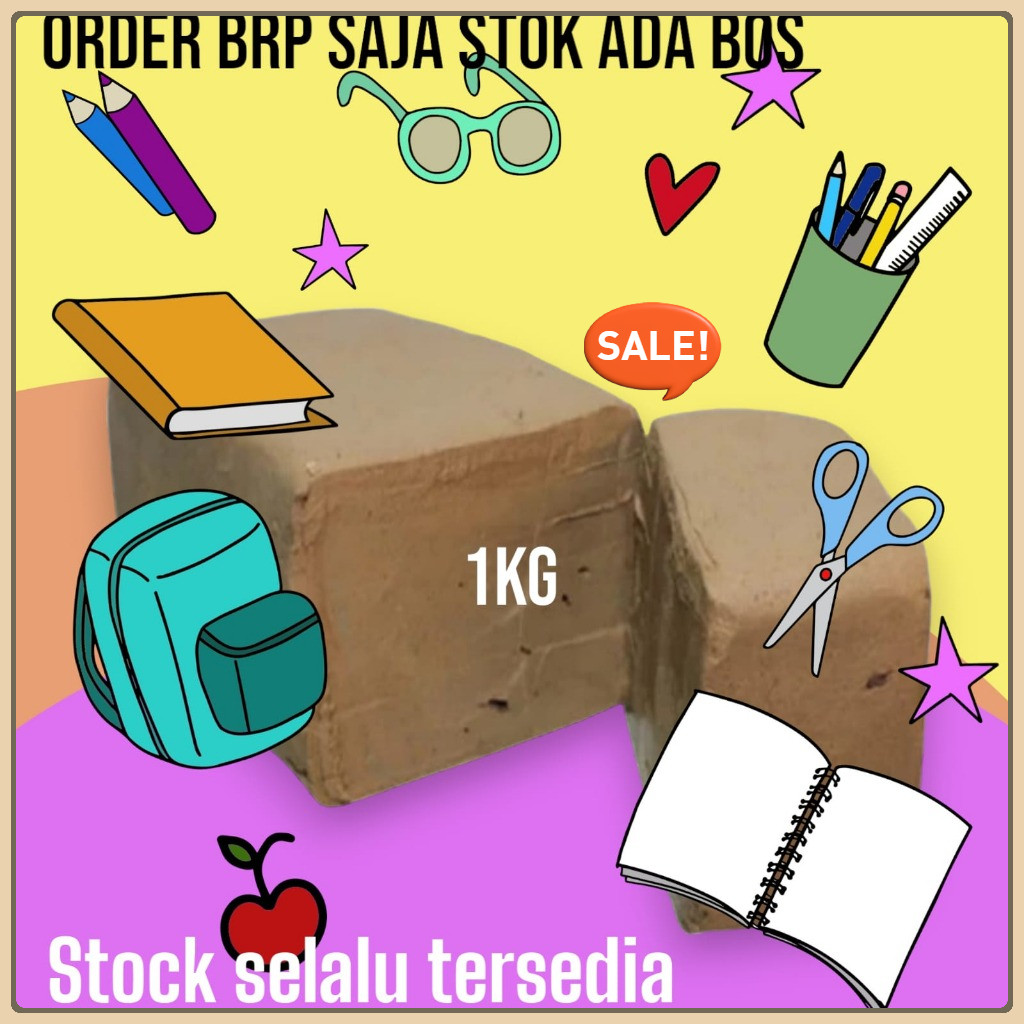 PUSAT Tanah liat untuk prakarya 1000G - Plered 1 kg PUSAT GUYS