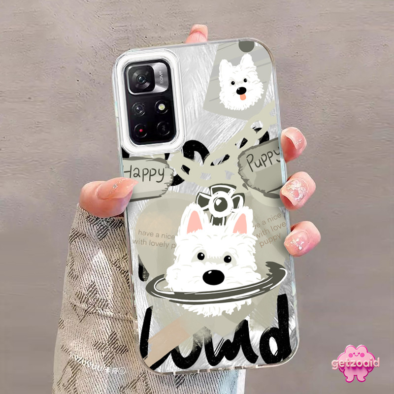 Casing Redmi Anak anjing rantai planet IMD Hologram Feather Case Fashion Cocok untuk Redmi Note 9A 9