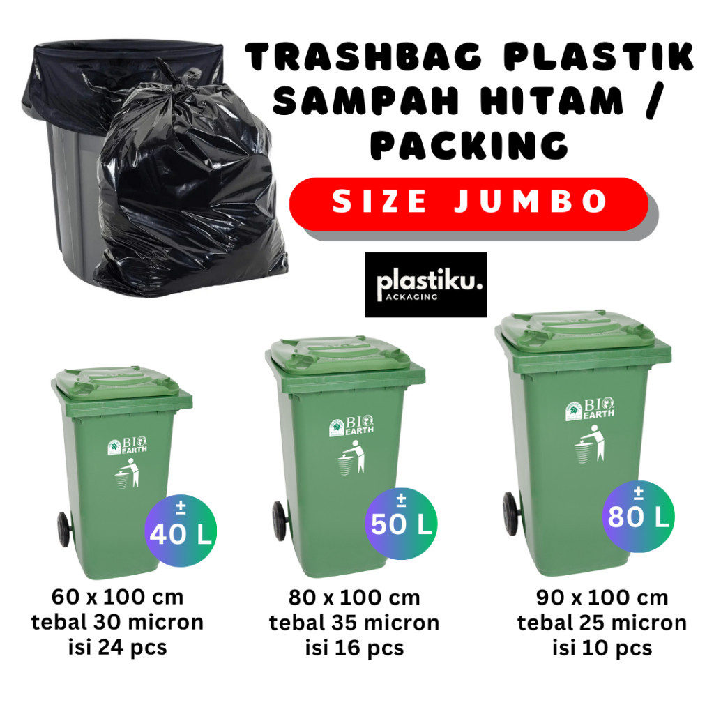 Plastik Sampah Hitam Jumbo  / Kantong Sampah Besar / Plastik Packing Besar / Kantong Sampah Hitam