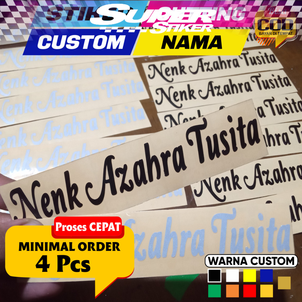 

Stiker Cutting Nama Sendiri Custom, Sticker Anti Air, Waterproof, Timbul