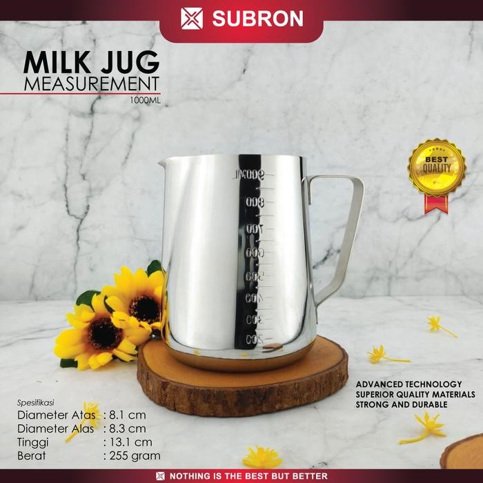 SUBRON Milk Jug Measurement 1000ml Gelas Ukur Takar Pitcher Stainless