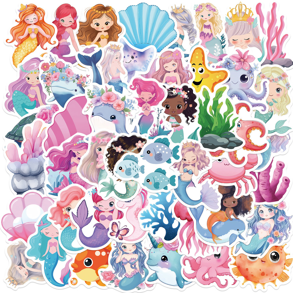 

50Pcs Little Mermaid Stickers for phone Laptop, Cups, Water Bottles