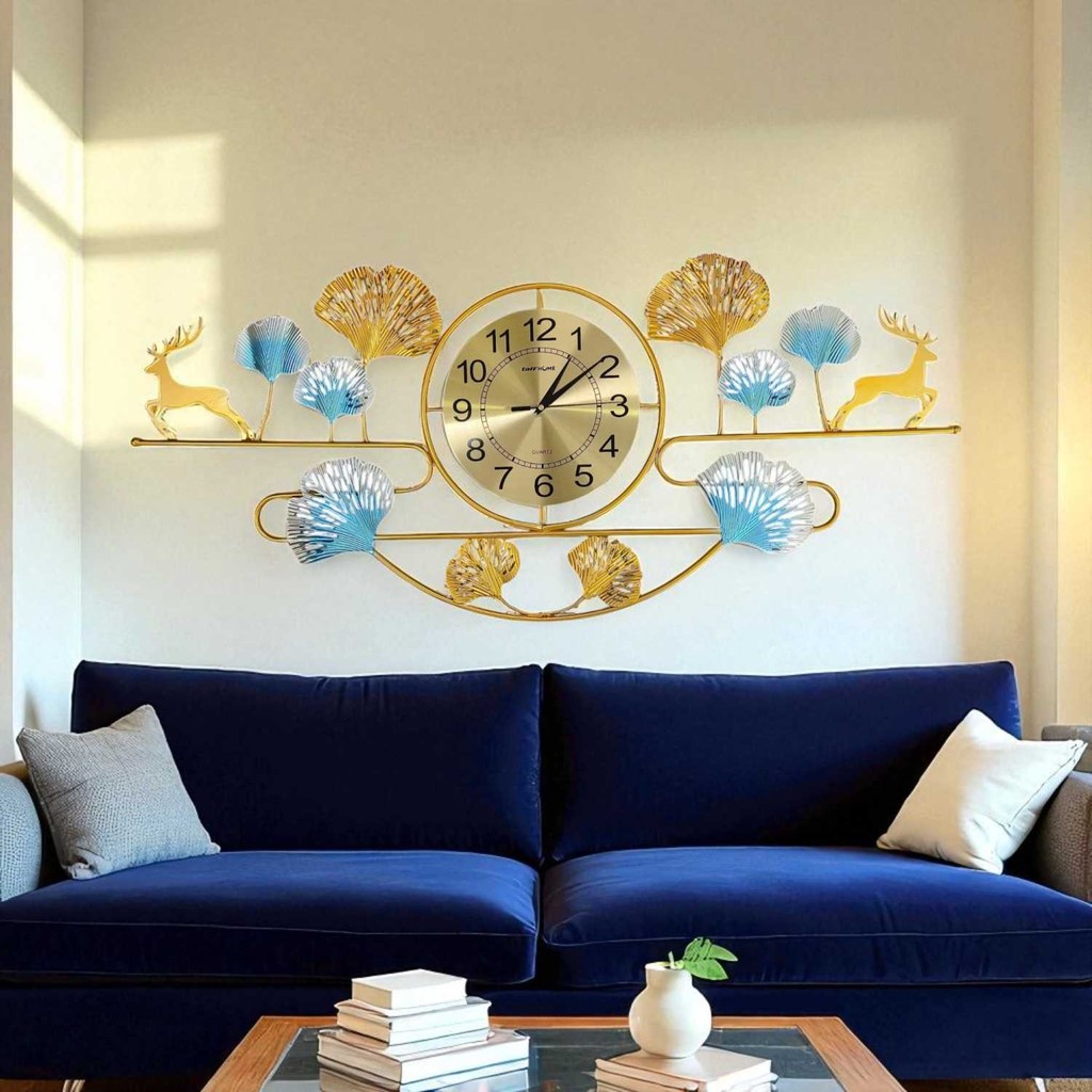 Jam Dinding Besi Gaya Eropa Ukuran Besar 100cm Quartz Silent Mewah Elegan
