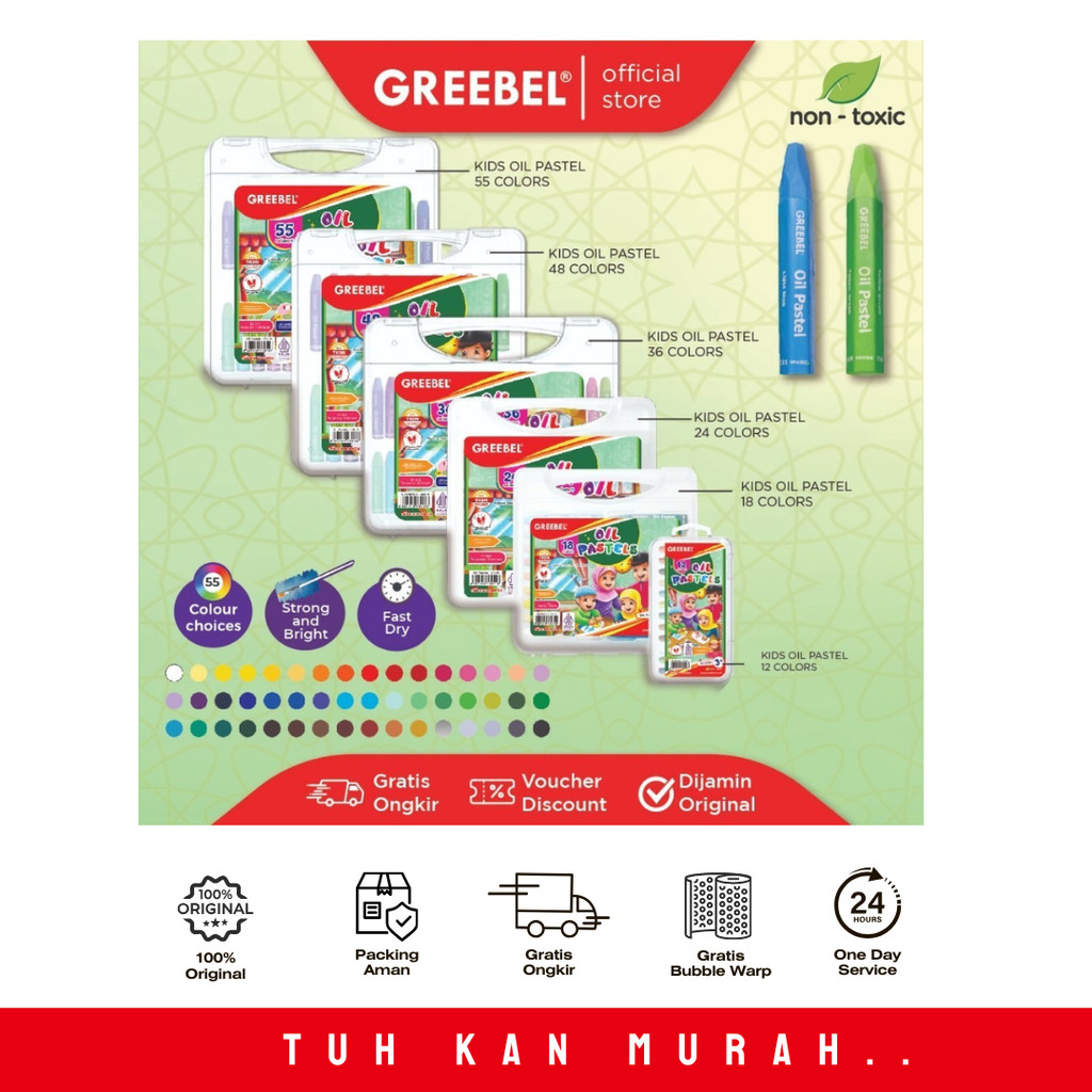 

GREEBEL CRAYON OIL PASTEL KRAYON ISI 55 WARNA -PCS