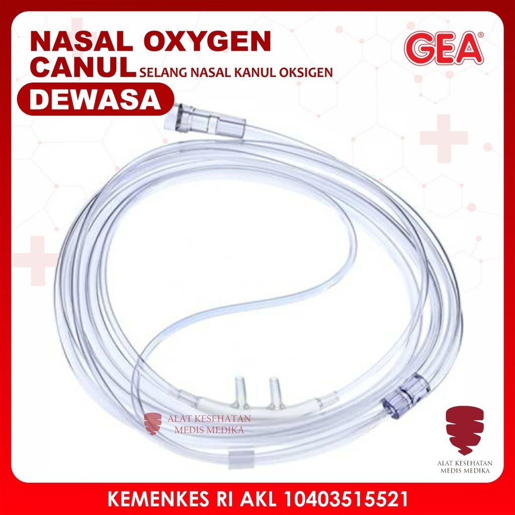 GEA Nasal Hidung Oxygen Cannnula Adult Selang Kanul Oksigen Dewasa
