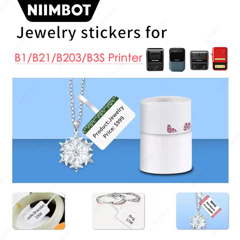 

Niimbot B1/B21/B203/B3S Jewelry Label Self-Adhesive Sticker Anti-Oil Waterproof Label Paper Price Tag for Small Accessories