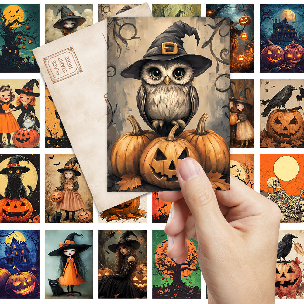 

32pcs, retro Halloween postcards, witches, birthday/anniversary gifts, collectibles, suitable for gifting, and mailable.
