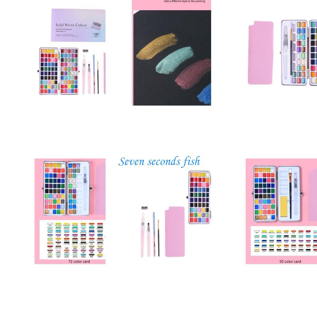 

L74B 50/72/90/100 Colors Pearlescent Pigment Glittering Solid Watercolor Paint Set