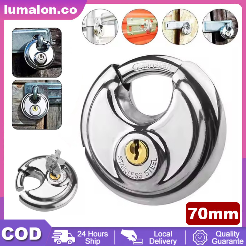 COD Gembok Bulat Padlock Stainless 70 Mm - Gembok Cakram 70mm - 70mm Kunci Gembok Bulat Anti Maling