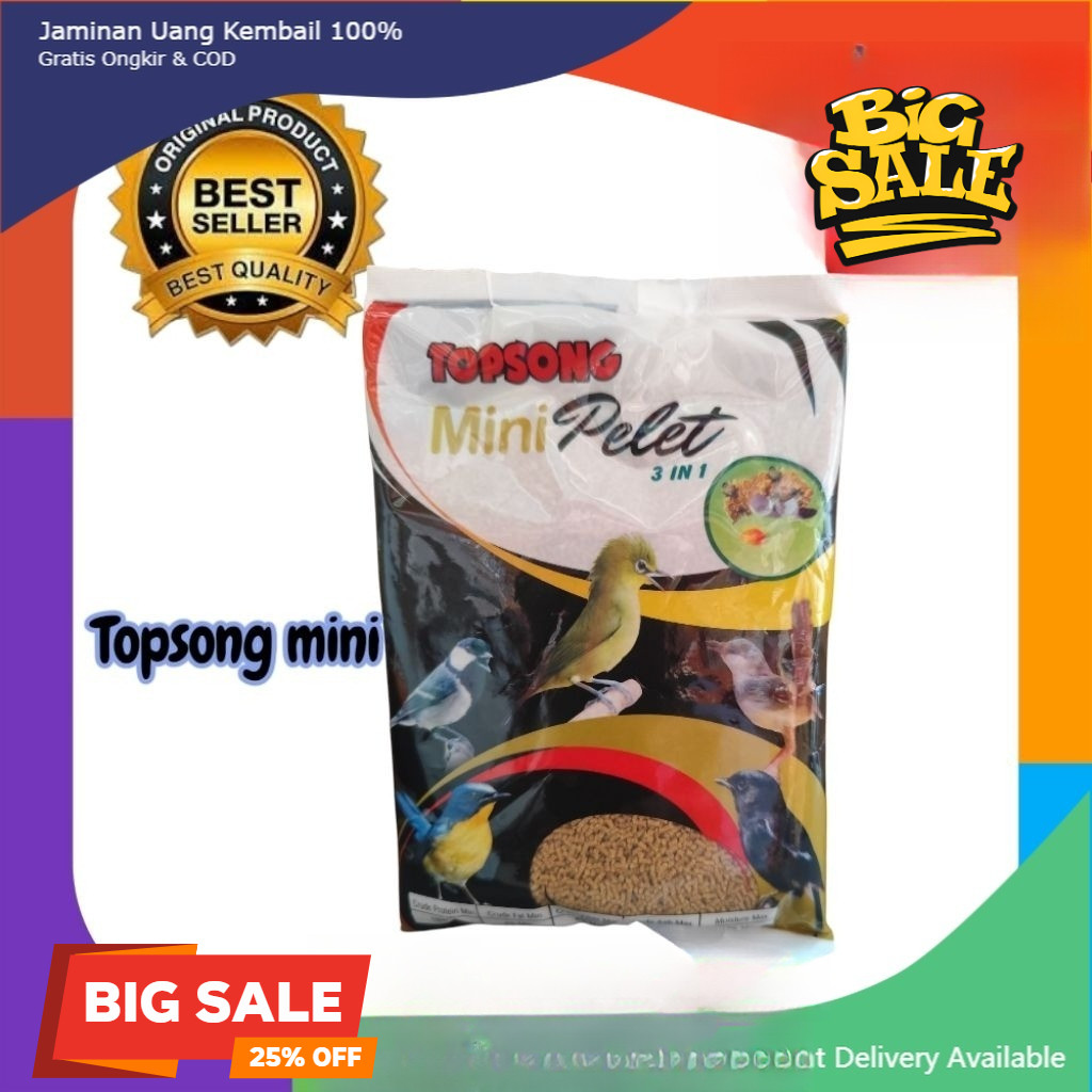 TOPSONG PLECI MINI PELET 3 IN 1 COKLAT VOER PAKAN MAKANAN BURUNG KECIL CIBLEK PRENJAK GLATIK ROBIN t