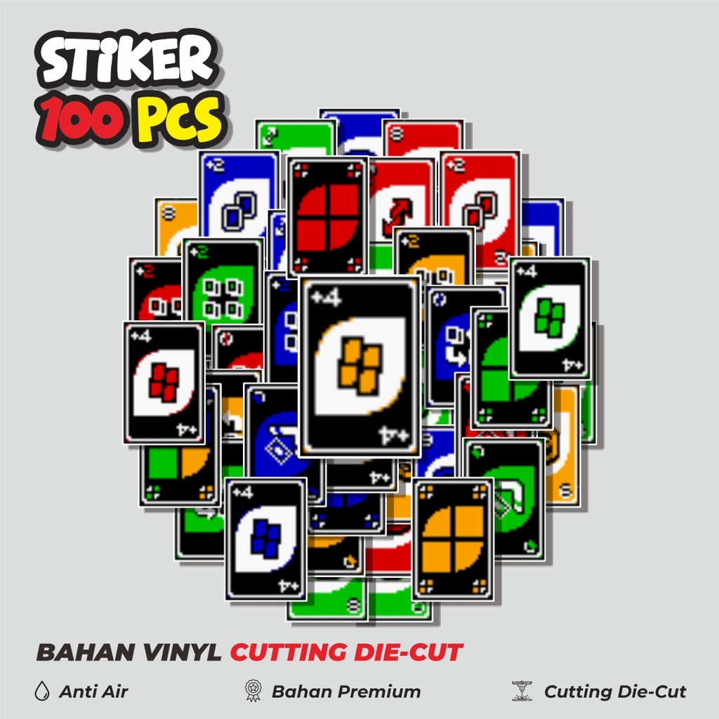 

Terbaru! 50 pcs Stiker Game Kartu UNO V4 Dekorasi Lucu Kreatif untuk Notebook, Skateboard, HP