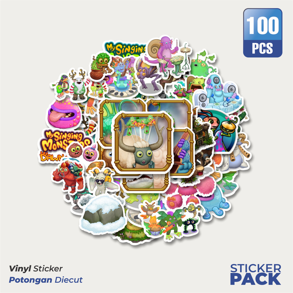 

Super Hemat! 100 PCS Stiker Game Series My Singing Monsters Character Mix 2 Waterproof Aesthetic- Untuk Laptop, Motor, dan Helm - Paper Stationery Pack
