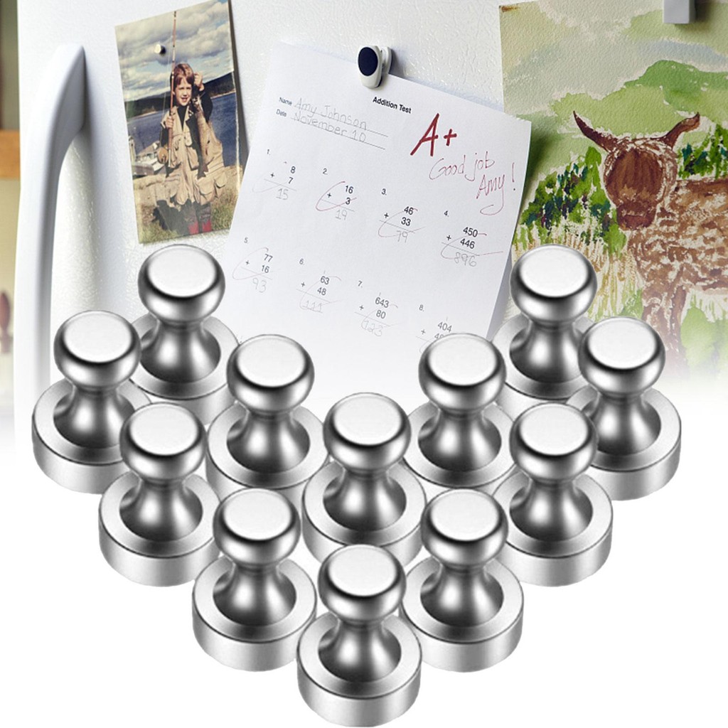 

12Pcs Professional Magnetic Push Pins Portable Nickel Magnets Hooks Hanger for Home Calendar Poster Instrument