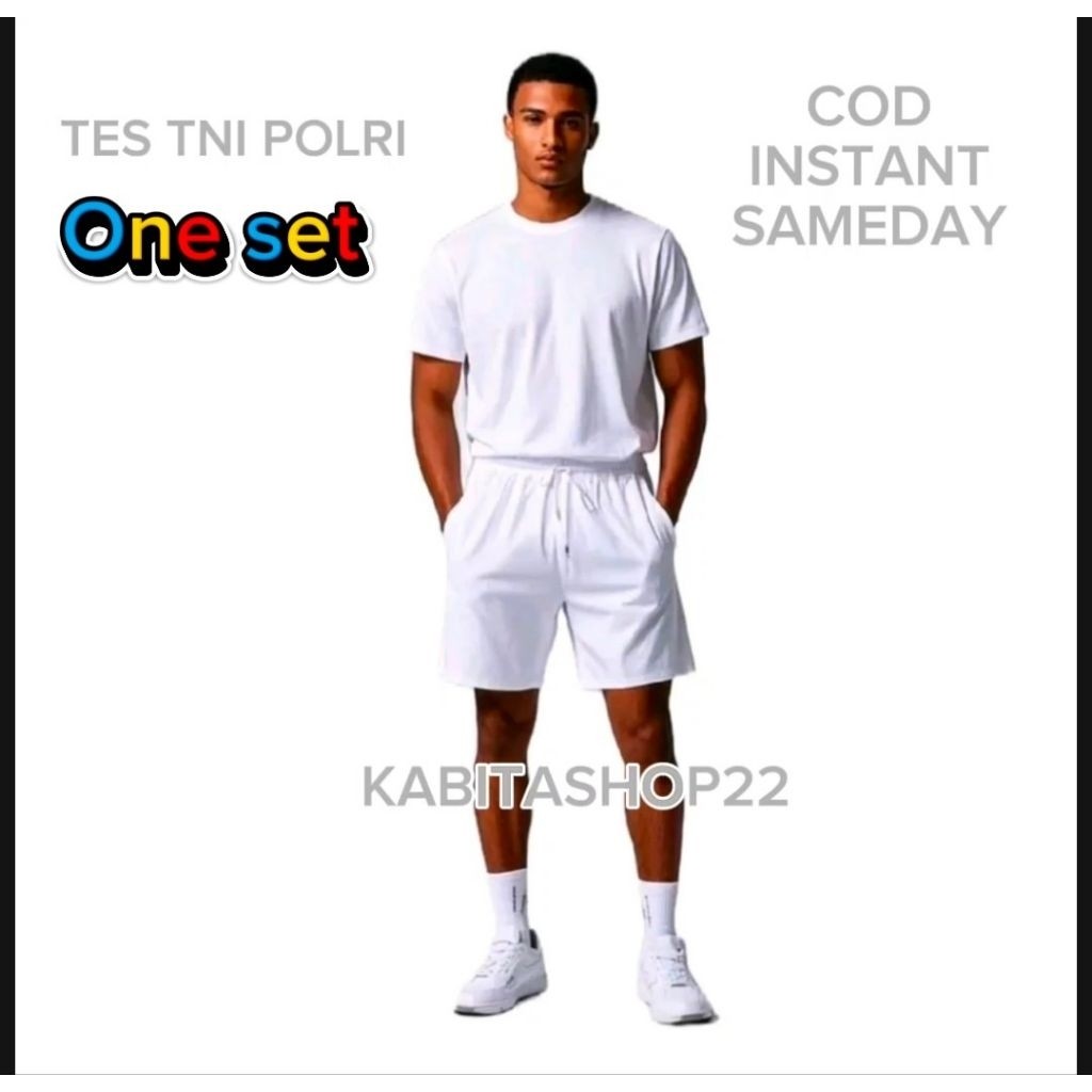 PUTRINEE BAJU PUTIH TES TNI / SETELAM KAOS TES PANTUKHIR / SETELAN OLAHRAGA RUNNING / GYM / BAJU PUT