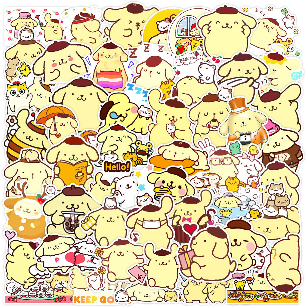 

50PCS Cute Pompompurin Stickers Anime Cartoon DIY Kids Toys Phone Laptop Guitar Stationery Sanrio Graffiti Sticker Girls Gift
