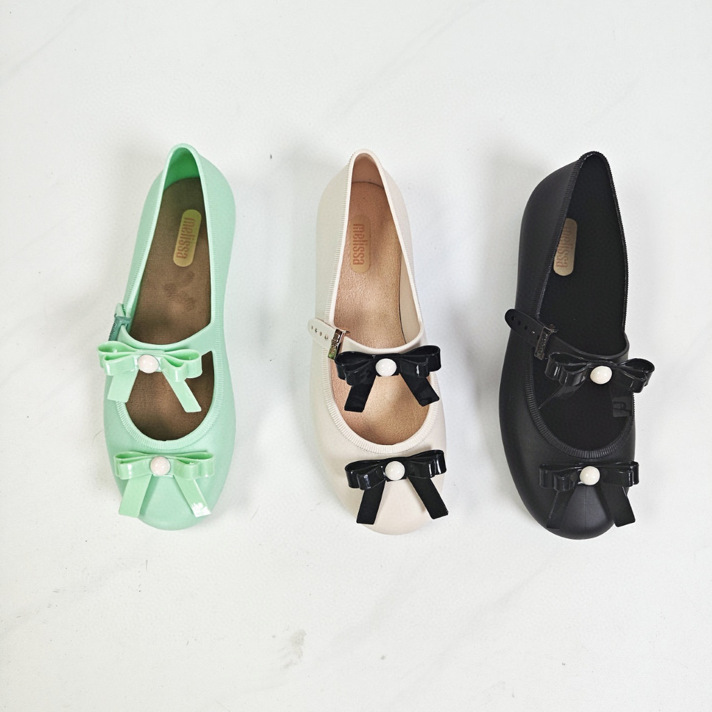 Sepatu Datar Wanita Melissa Baru Sepatu Dansa Pita Mutiara Sepatu Jelly Melissa Wanita Harum