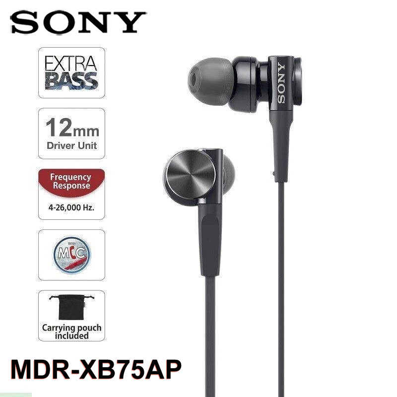 In ear earphones Sony MDR-XB75AP with microphone for phone remote control earphones