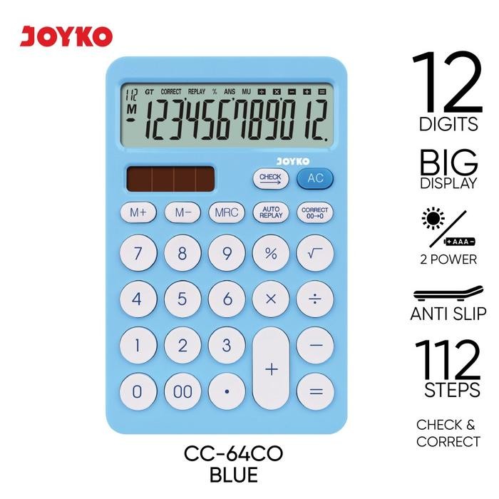 

⌞ Limited Stok⌝ - Terlaris STYLIST COLOR CALCULATOR JOYKO CC-64CO / KALKULATOR MEJA FANCY WARNA - BIRU