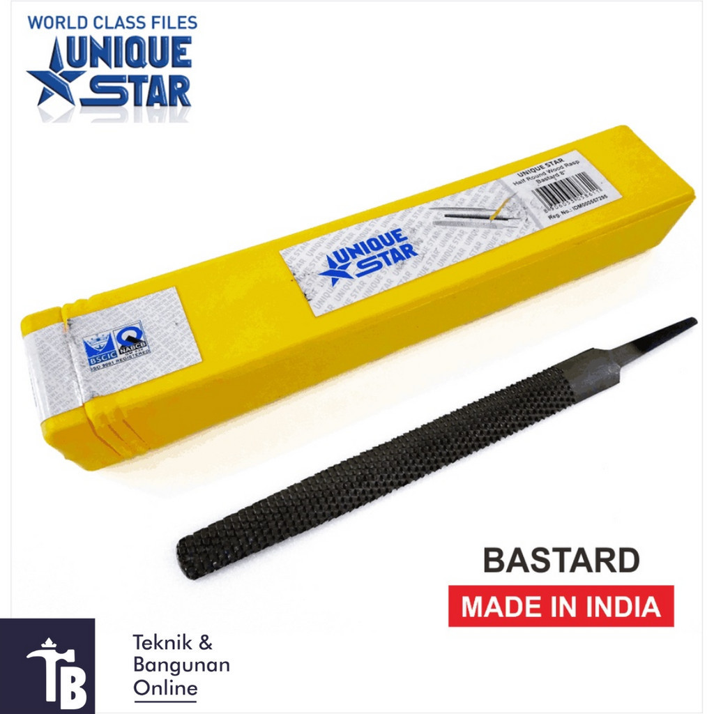 Kikir Kayu 1/2 Bulat Kasar 8 Inch / UNIQUE STAR Half Round Wood Rasp 8" 1 KOTAK / 1 LUSIN