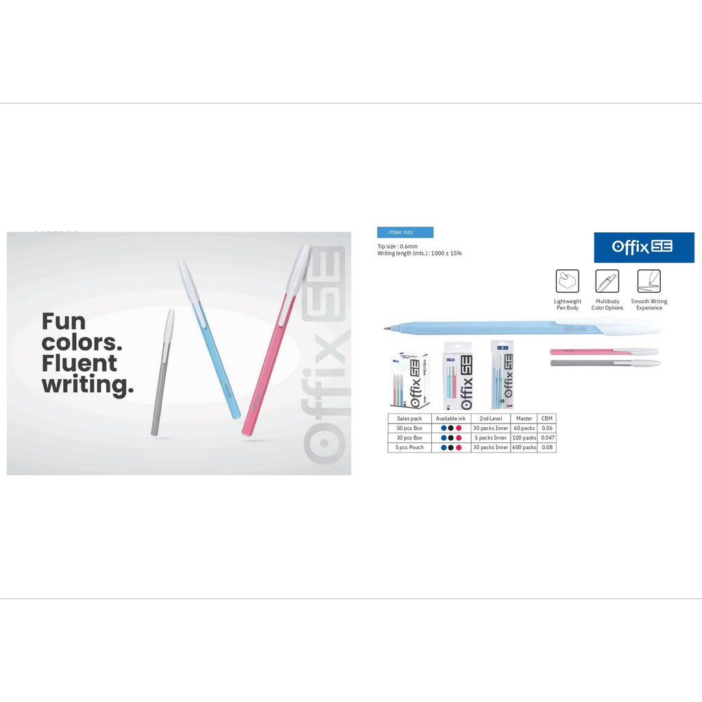 

( 3PCS ) PULPEN BUKA TUTUP PENTONIC LINC OFFIX SE BALL PEN 0.6 mm