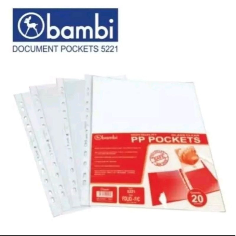 

PP Pocket/Sheet Protector F4 Bambi 5221 ( 1bks/20sheet )