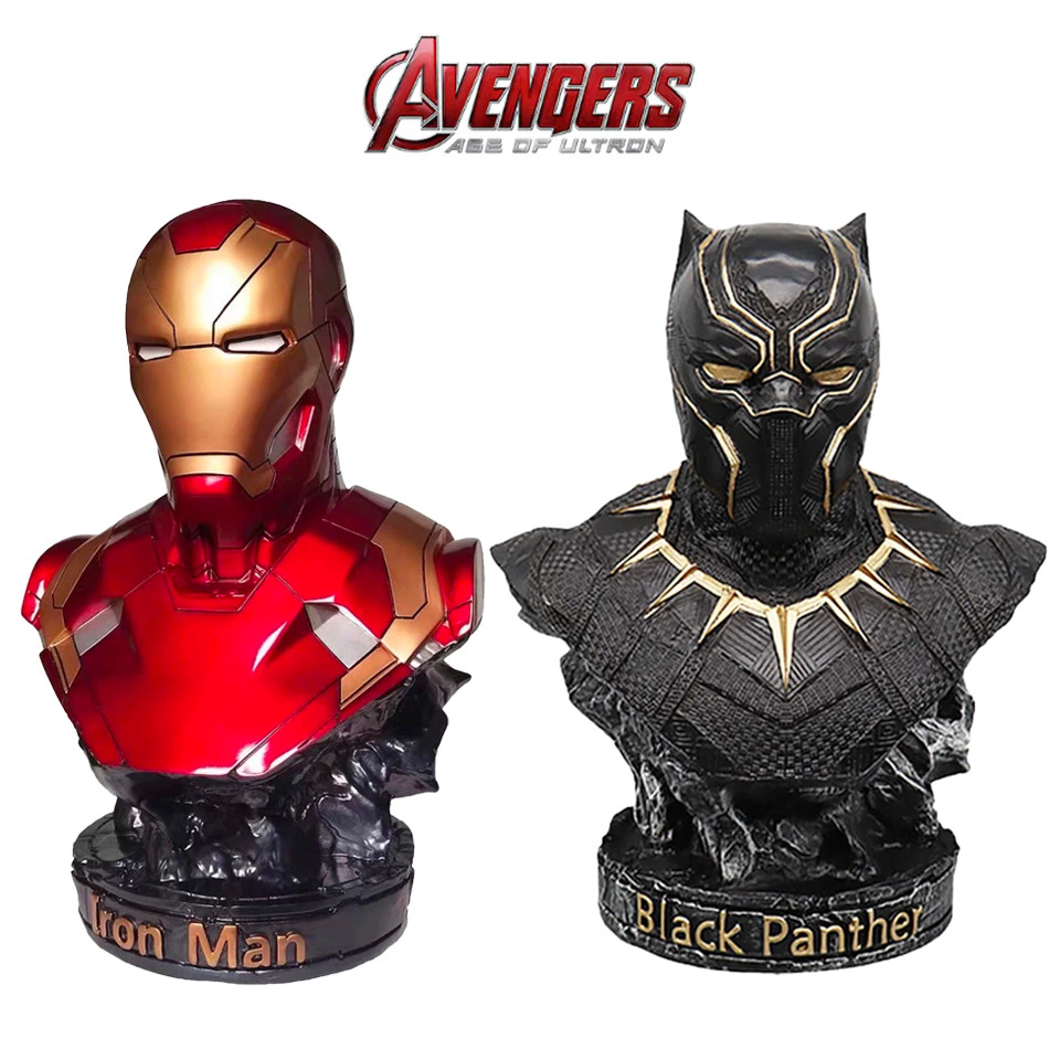 Iron Man Panther Bust Anime Figure Statue marvel Avengers Large Figure Living Room Ornament Resin Co