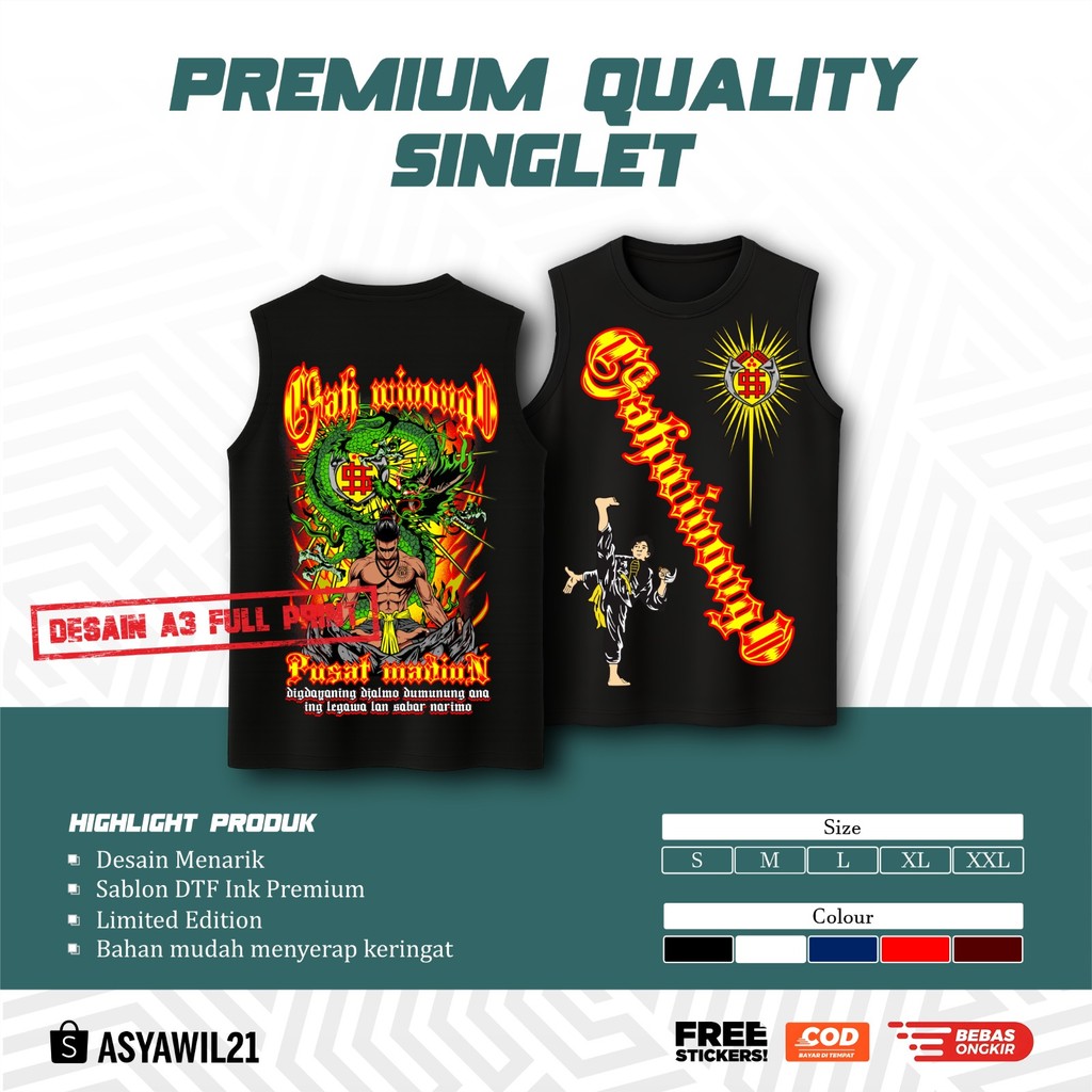 KAOS SINGLET PSHW TJAH WINONGO PUSAT MADIUN - SINGLET PSHW TERBARU - SINGLET PSHW LAMBANG - SINGLET 