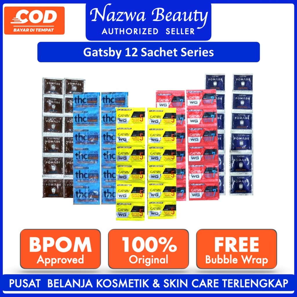 Nazwa Beauty GATSBY 12 Sachet Pomade Styling dan Gatsby WG Sachet Minyak Rambit Pria