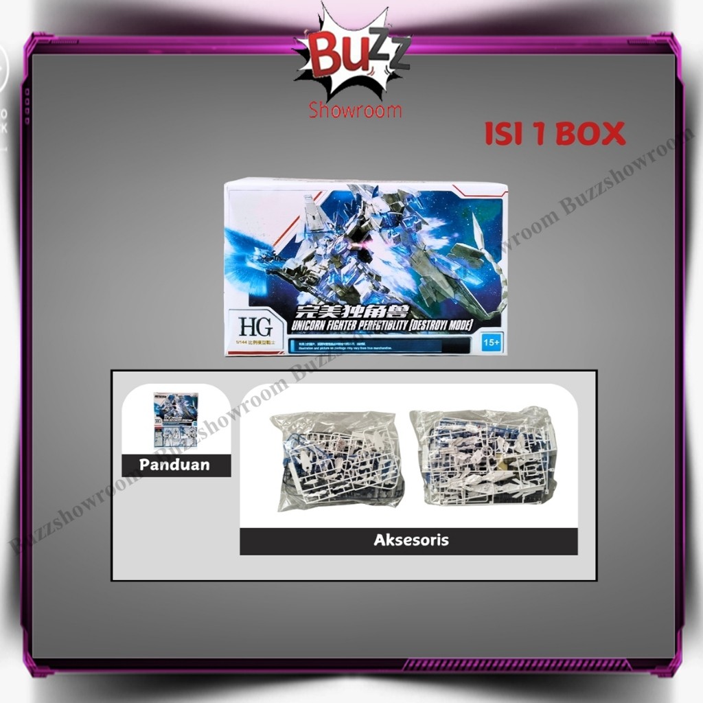 Unicorn Fighter Perfectibility HG 1/144 Deformation Figure Mainan Robot Destroy Mode 180