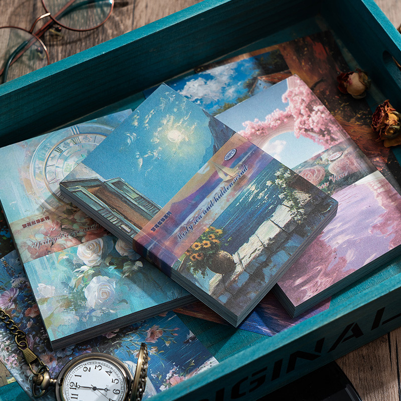 

100pcs/1book note paper non-adhesive decorative material paper handbook collage bottoming background paper