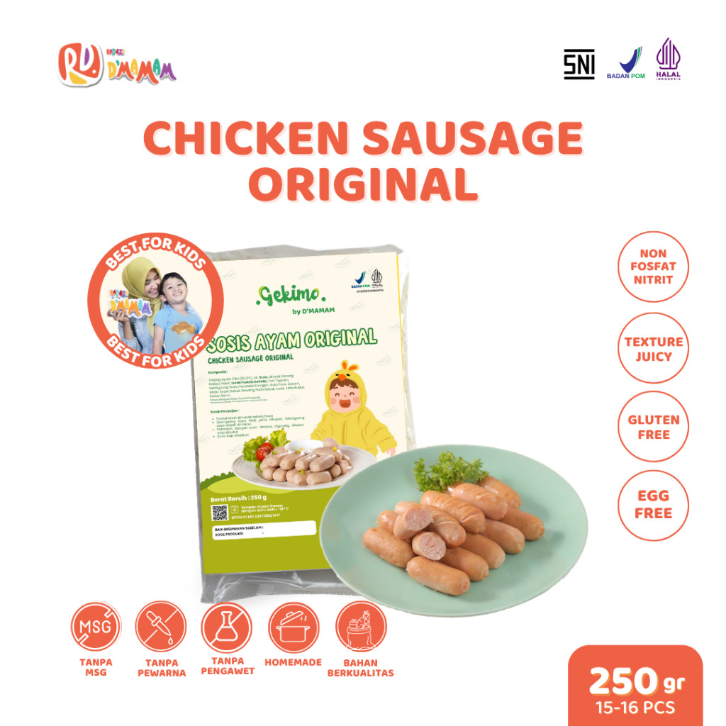 

Radaza D'MAMAM Chicken Sausage 250g Gekimo Sosis Ayam Premium Anak MPASI Homemade SNI BPOM HALAL - Adwa Organic
