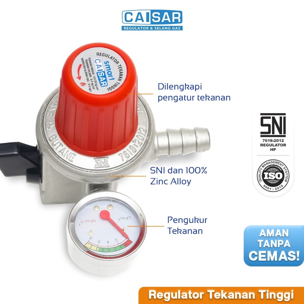 CAISAR - Regulator Kompor Gas Meter High Pressure Smart Pengukur Tekanan Premium ANTI BOCOR SNI | Am