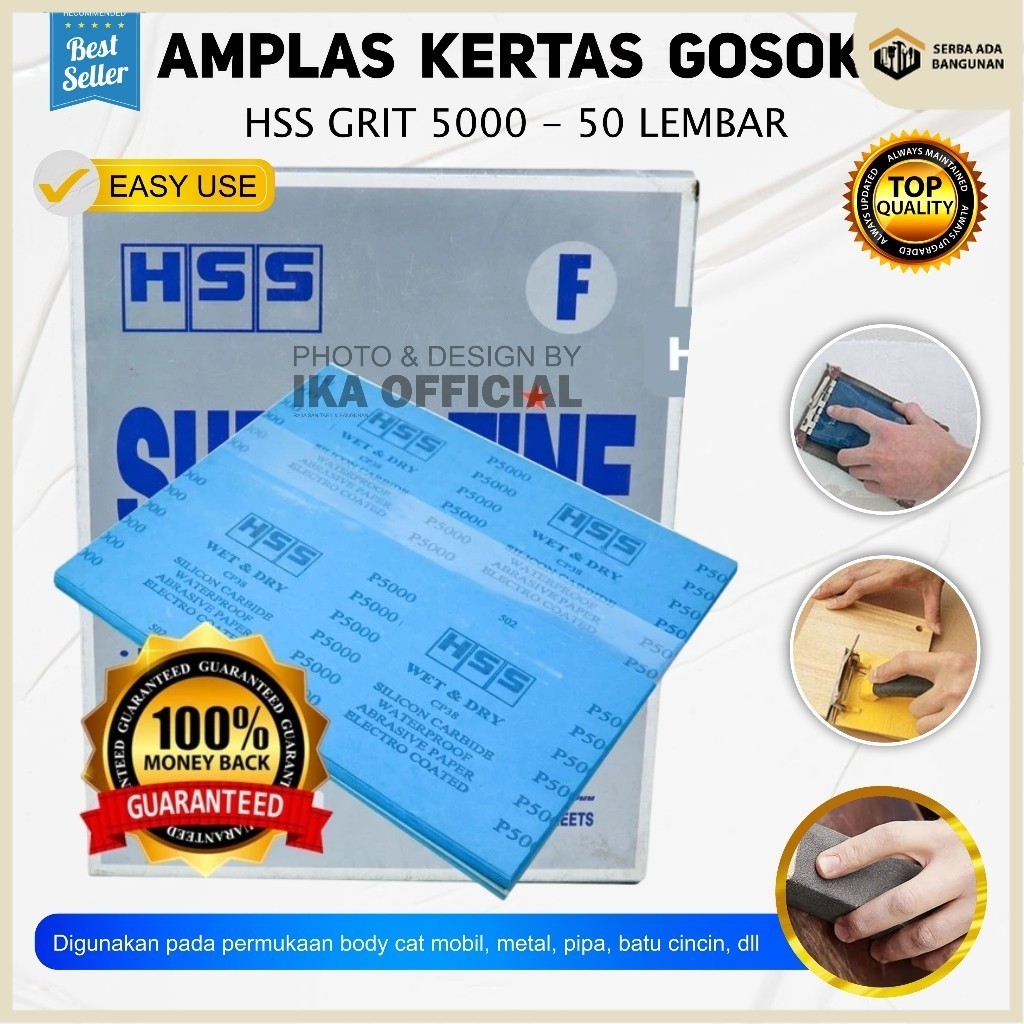 SAB Amplas Duco TAIYO HSS Amplas Kertas Lembaran Grit 5000 / Amplas Duco HSS 5000 1 Pack 50-100 Lemb