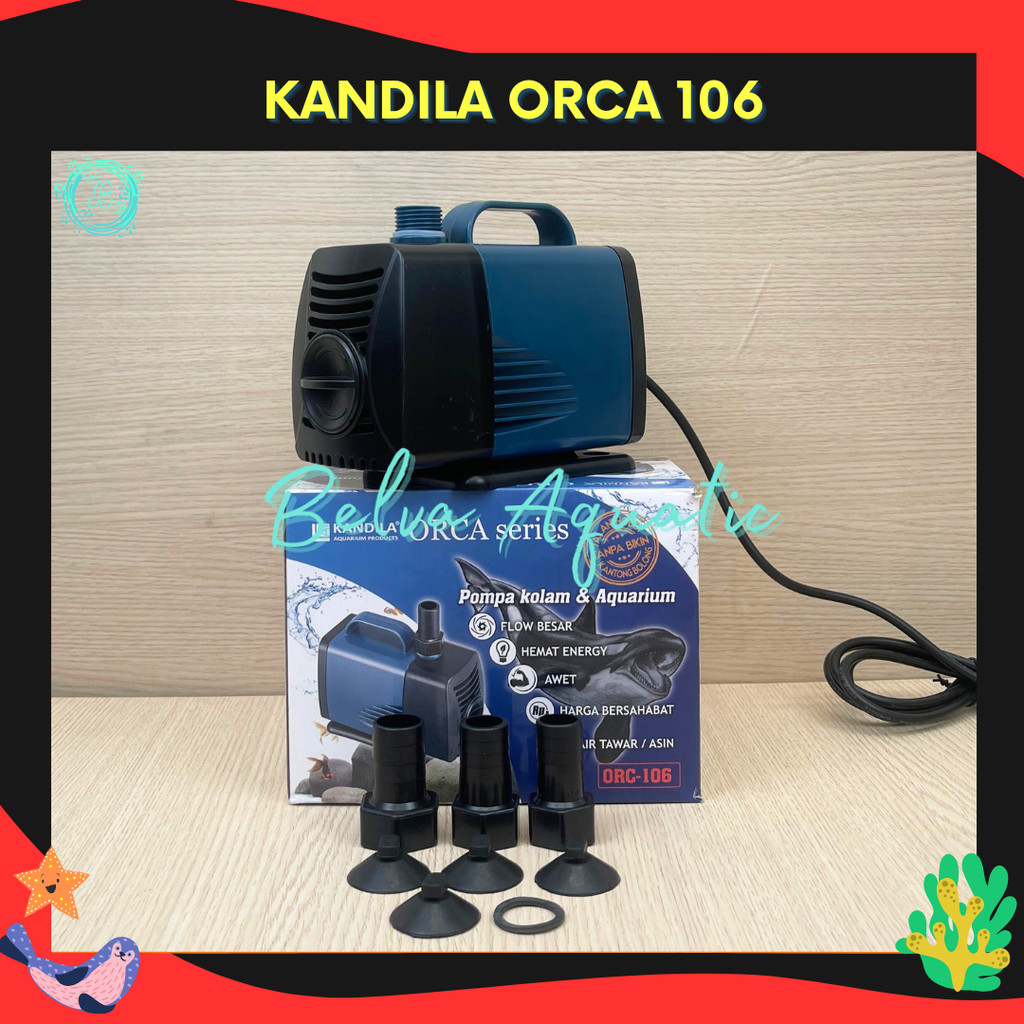 KANDILA ORCA 106 Pompa Celup Aquarium Kandila Filter Kolam Ikan Pompa Hidroponik